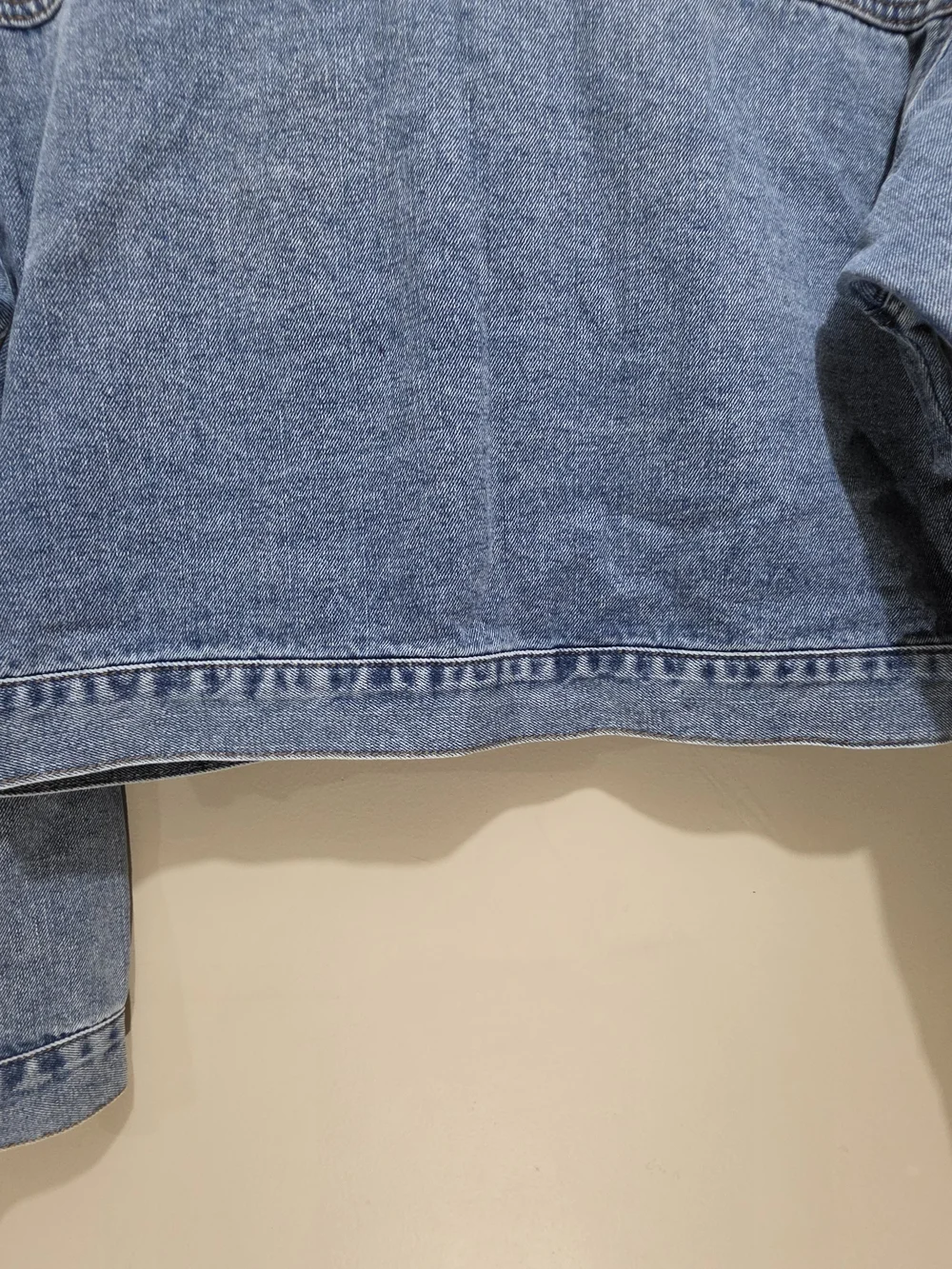VIGOSS Cropped Denim Jacket Small Corduroy Collar Snap Front Blue - Picture 12 of 13